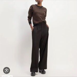 Everlane Way High Drape Black Wide Leg Italian Wool Pants